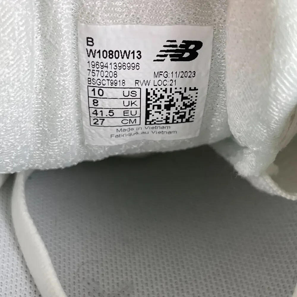 New Balance Fresh Foam x 1080v13 Womens 10 White/Silver Metallic Running Sneaker